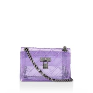 Kurt Geiger Lilac Quilted PVC Crossbody Bag with Chain Strap